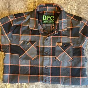 Dixxon Youth Division Flannel Shirt Youth Large Gray Orange Plaid